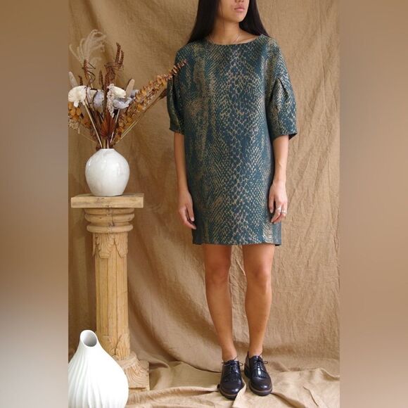 EVE GRAVEL TRAIN TO PARIS DRESS IN SNAKE 🐍 L - Picture 4 of 13